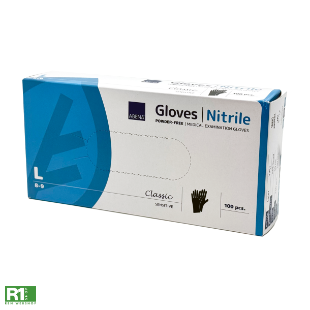 Abena engangshandsker i nitril, sorte, str. L (8-9)