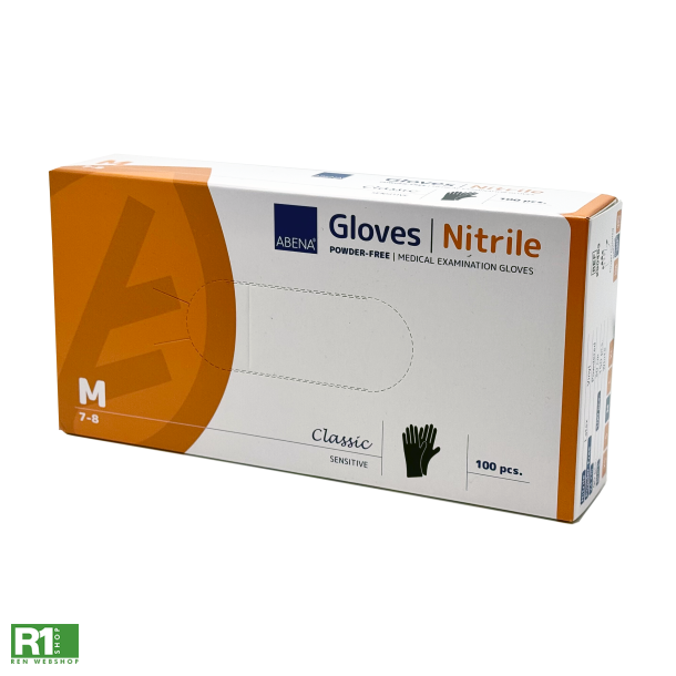 Abena engangshandsker i nitril, sorte, str. M (7-8)