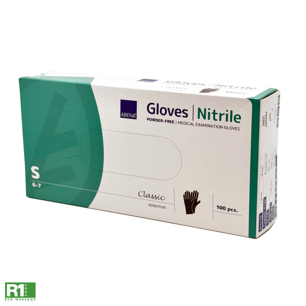 Abena engangshandsker i nitril, sorte, str. S (6-7)