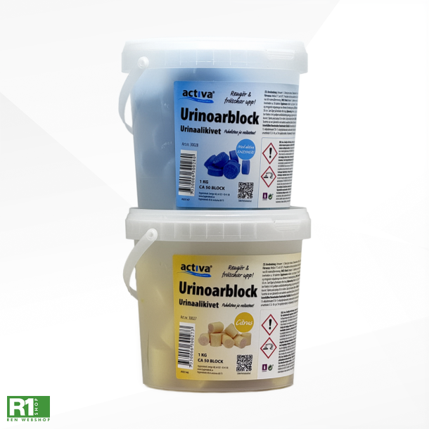 Urinaltabs med aktive enzymer, frisker op og fjerner d�rlig lugt. Milj�venlige og biologisk nedbrydelige. F�s i gul og bl� udgave - k�b hos R1 SHOP!